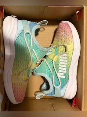 Puma Kids Gradient Pastel Slip-On Sneakers - Pink Yellow Green